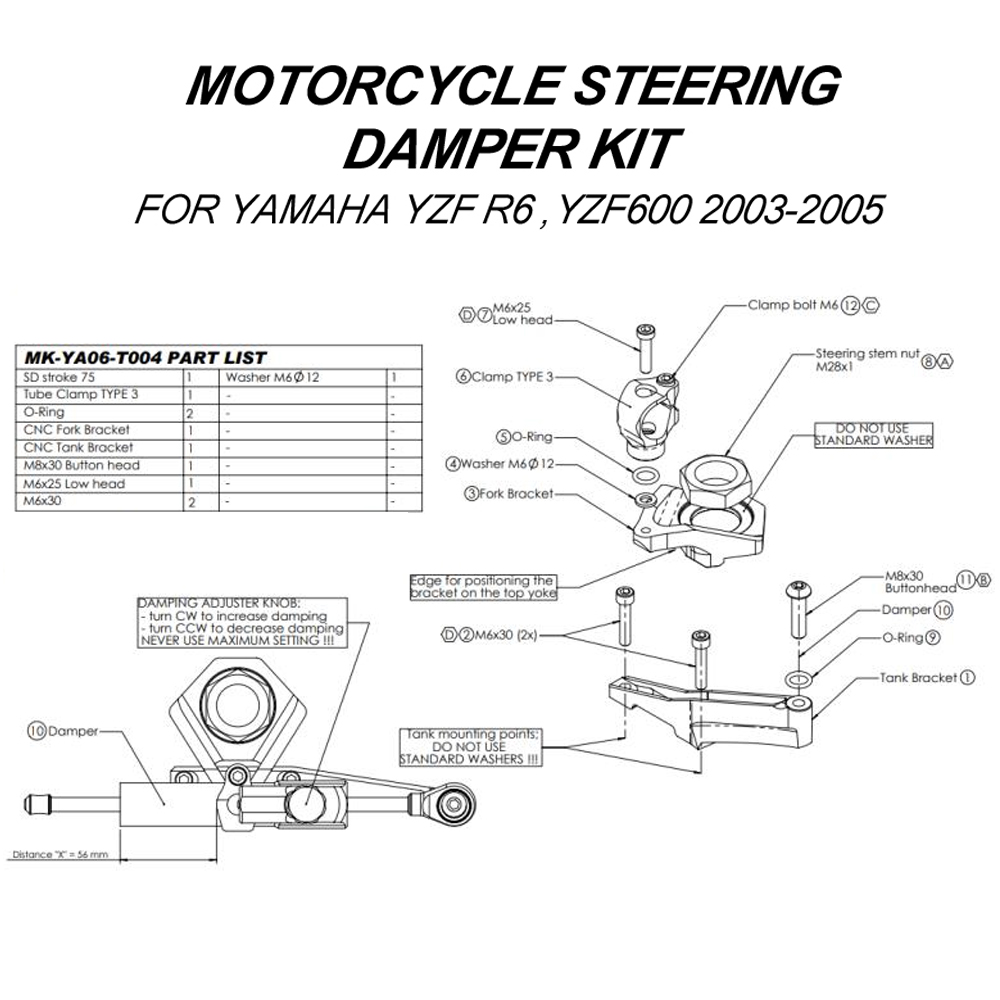Zestaw wspornika amortyzatora  – Steering Damper Stabilizer Kit Cnc recenzja i cena